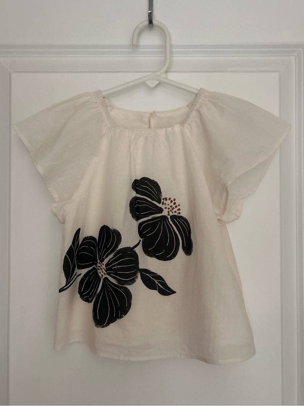 Zara Blouse Girls Lightweight Top Floral Flutter Sleeve Vacation Wear